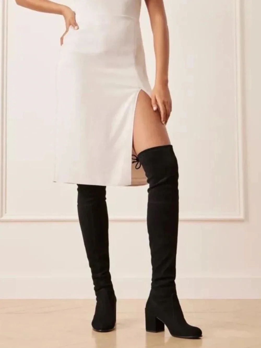 ✅ Stuart Weitzman Over The Knee Boots Tieland in Black Suede
